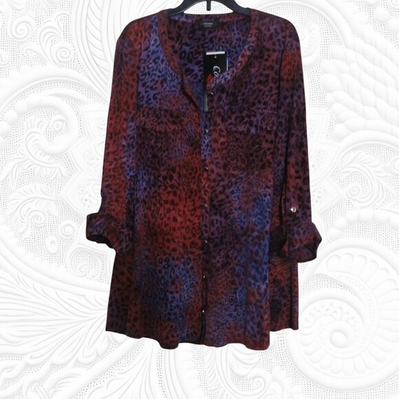 Cocomo 1X Plus Size Textured Plum Velvet Top - NWT - Picture 1 of 2